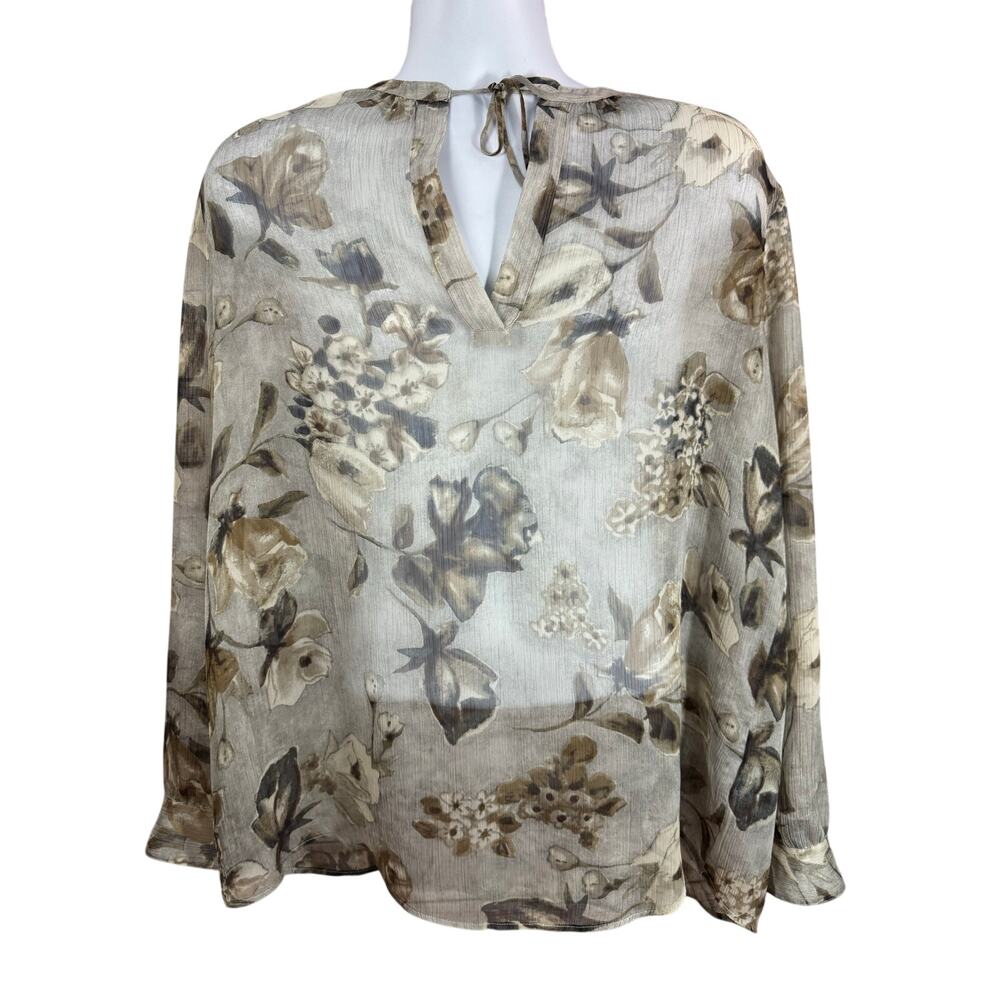 Lauren Polo Ralph Lauren Womens Designer Floral Long Sleeve Blouse Size XL